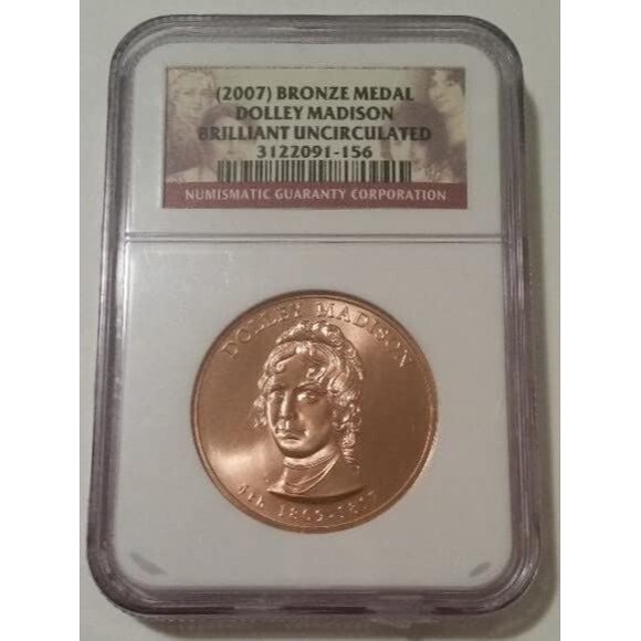 2007 Dolley Madison U.S. Mint First Spouse Bronze Medal BU NGC - Picture 1 of 2